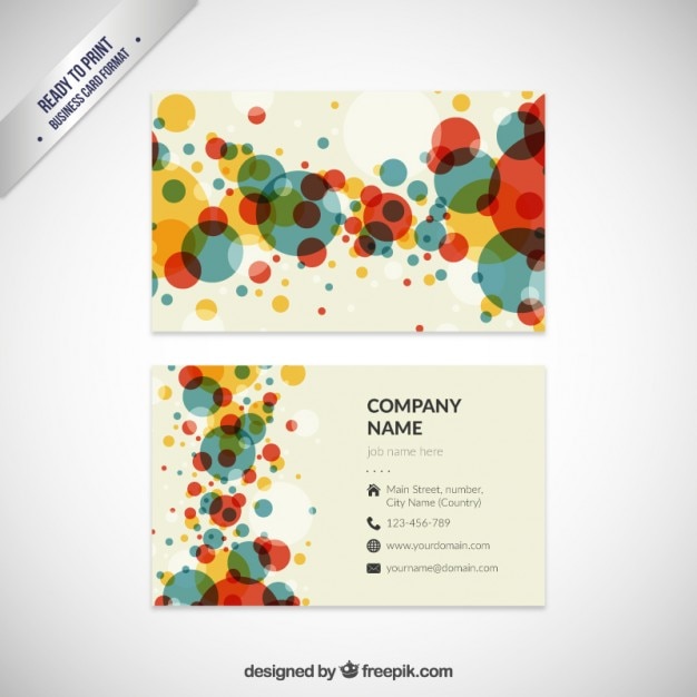 Free vector dotted visit card in colorful style