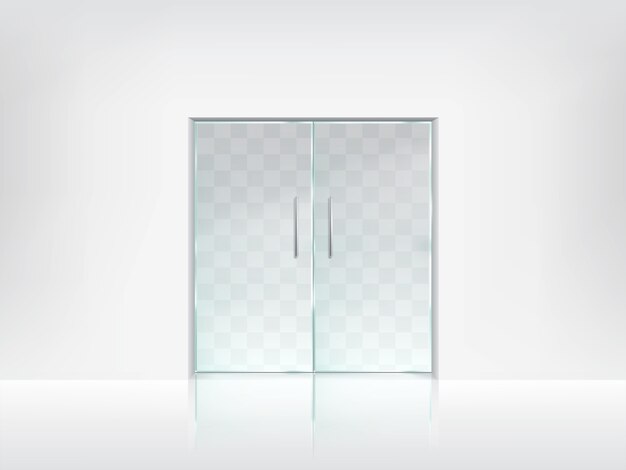 Double glass door transparent vector template