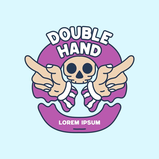 Double Hand With Skull illustration Hand Drawn