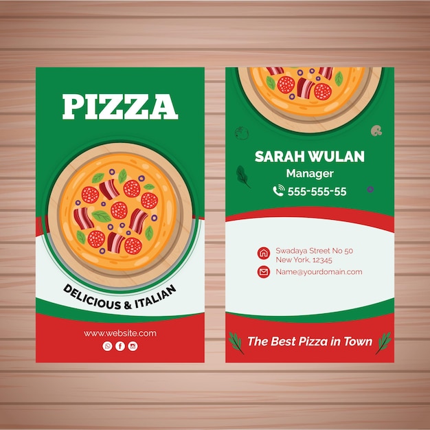 Free vector double-sided business card for pizza bistro