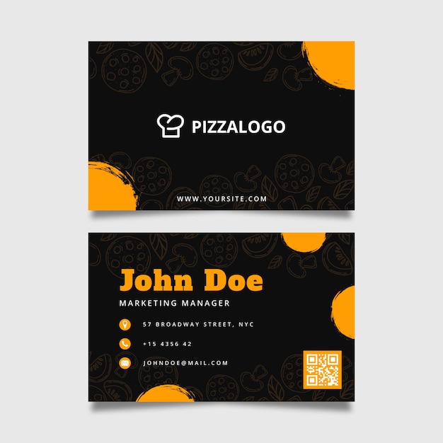 double-sided horizontal business card template for italian food restaurant