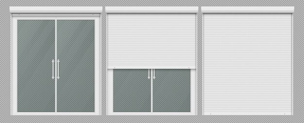 Double window with roller shutter up and close