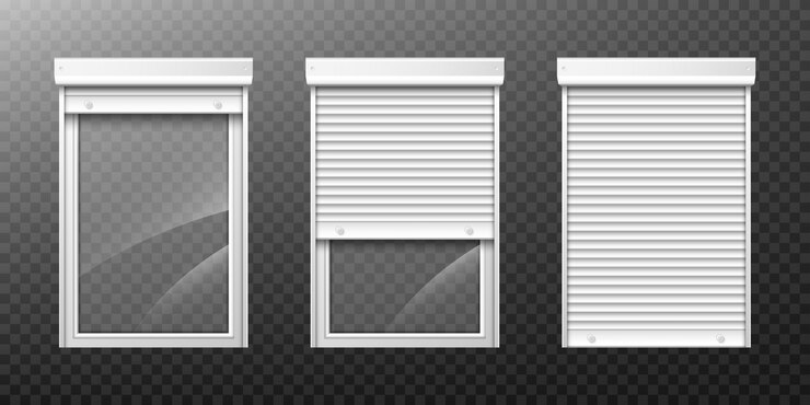 Free Vector double window with roller shutter up and close
