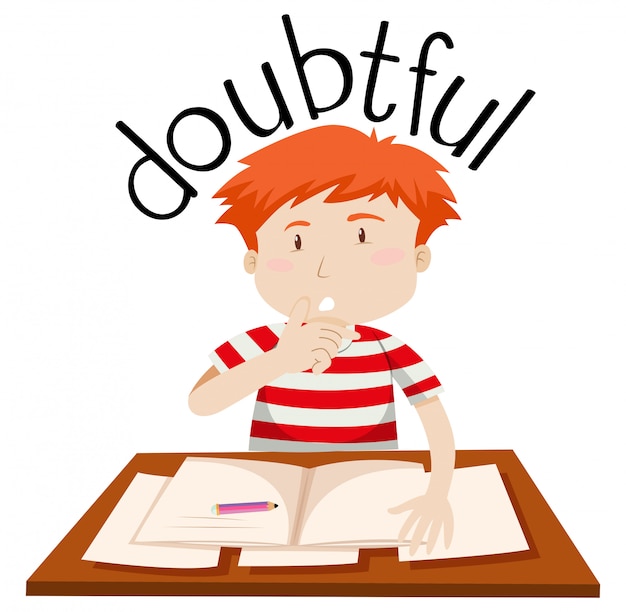 Free vector a doubtful boy on white background