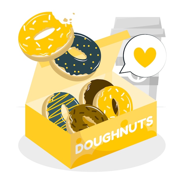 Free vector doughnut box concept illustration