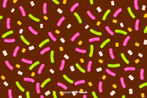 Бесплатное векторное изображение Пончик глазурь на шоколадном фоне