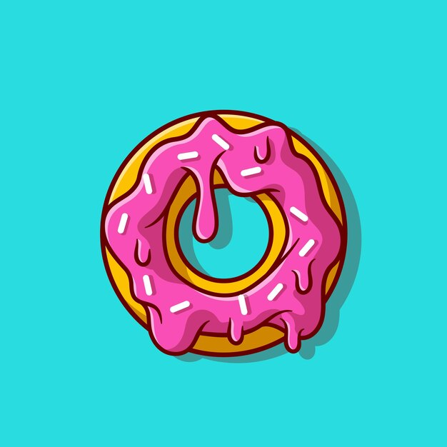 Doughnut Melted Cartoon Icon Illustration.