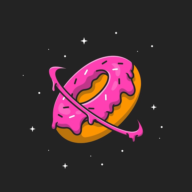 Doughnut Planet. Flat Cartoon Style