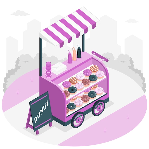 Бесплатное векторное изображение Иллюстрация концепции подставки для пончиков