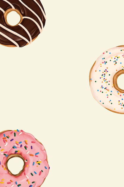 Doughnuts patterned on beige background vector