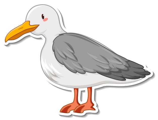 白い背景の上の鳩の鳥の漫画のステッカー