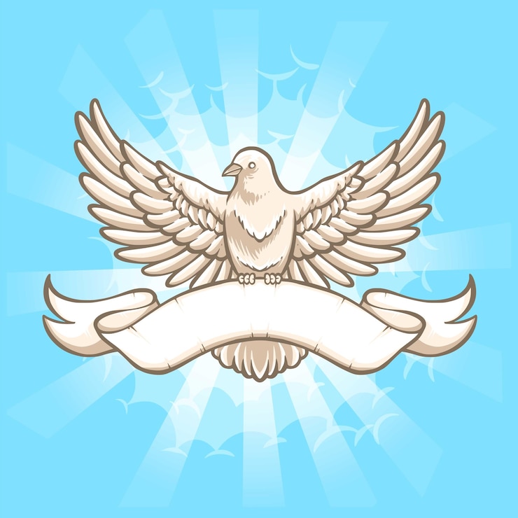 無料Vector バナーイラストで飛んでいる鳩