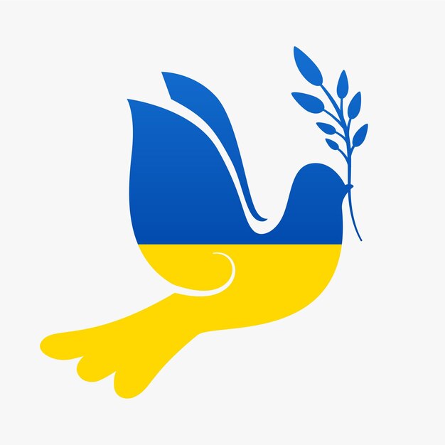 Dove peace bird in ukraine flag