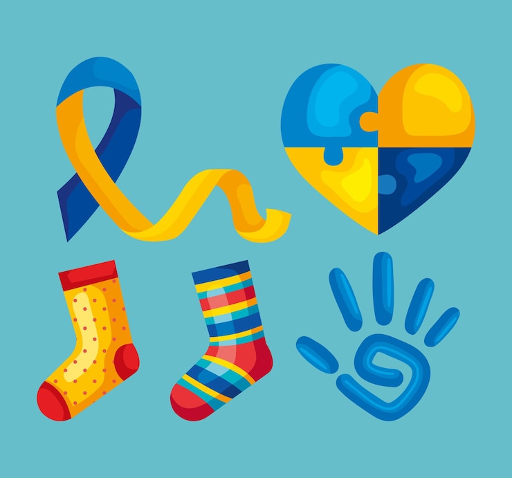 Free Vector down syndrome day set five icons