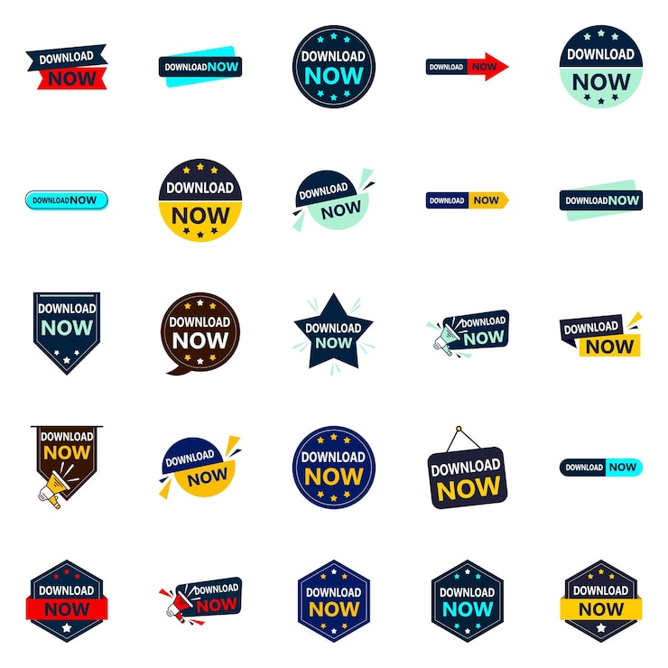 Free Vector download now banner pack 25 designs for any occasion