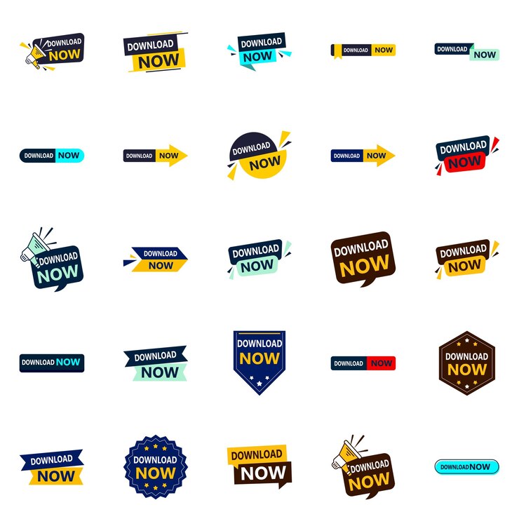 Free Vector download now banner pack 25 designs for any type of business