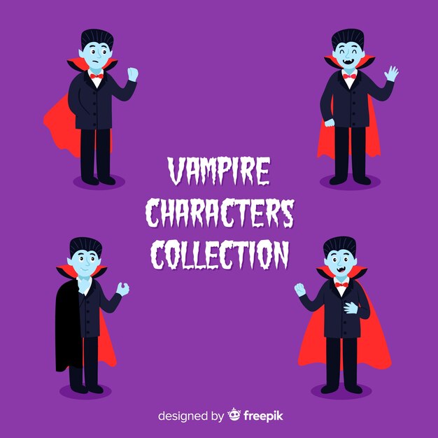 Free vector dracula in cape greetings character collection