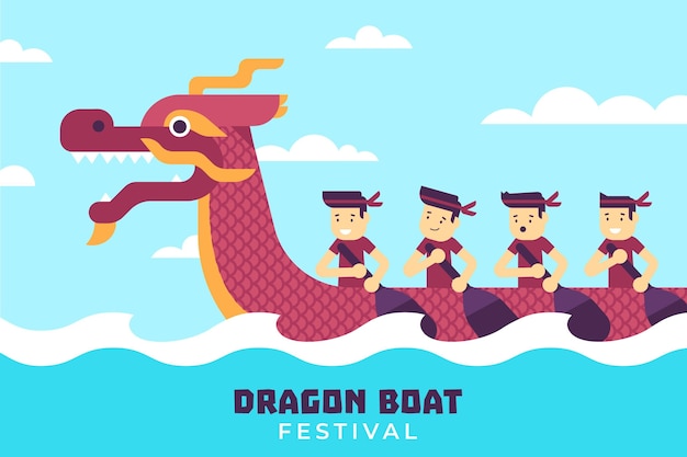 Free vector dragon boat background flat design