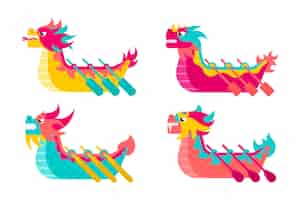 Free vector dragon boat collection theme