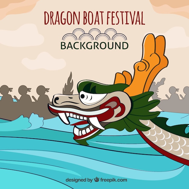 Vettore gratuito dragon boat festival di sfondo