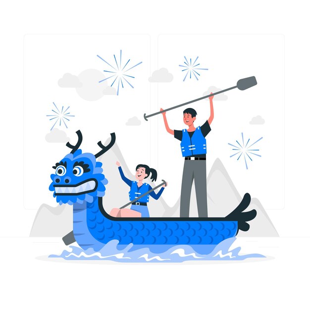 Free vector dragon boat festival concept illustration