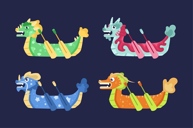 Free vector dragon boat pack concept