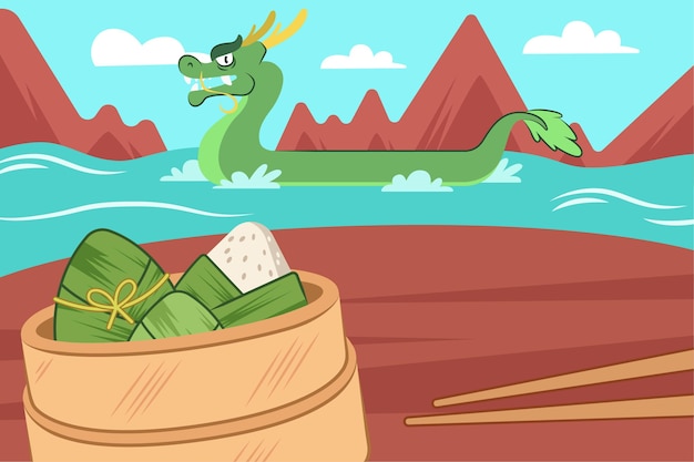 Dragon boat's zongzi background