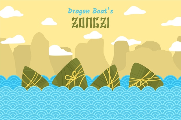 Dragon boats zongzi background design