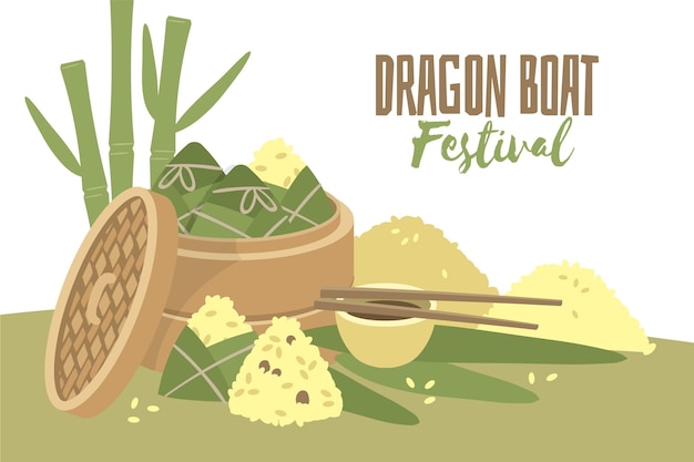 Dragon boats zongzi background