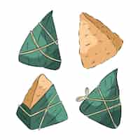 Free vector dragon boats zongzi collection