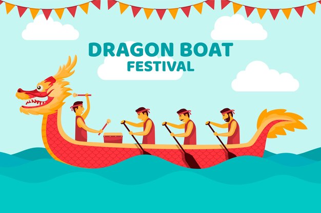 Dragon boats zongzi wallpaper concept