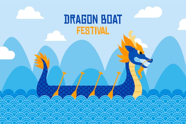 Dragon boats zongzi wallpaper design