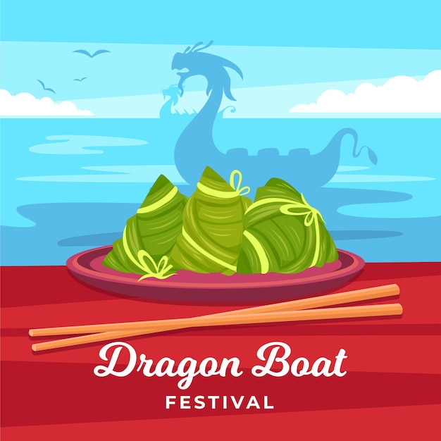 Free vector dragon boats zongzi wallpaper