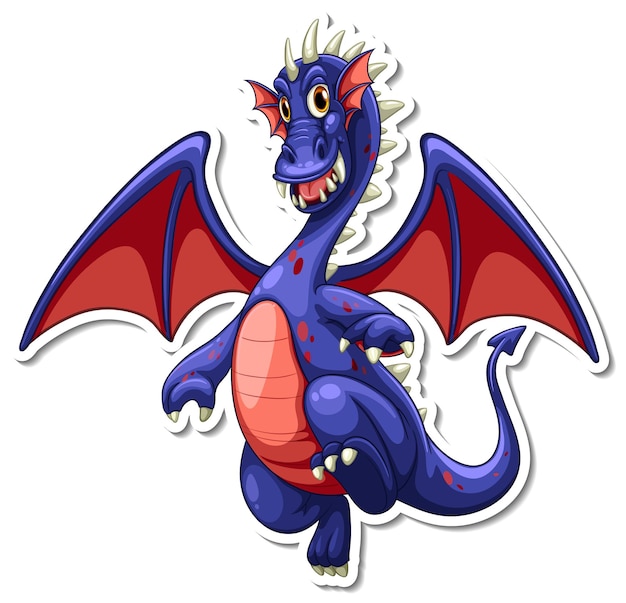 Free vector dragon cartoon character sticker