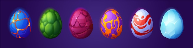Uova di drago con texture diverse per la progettazione del gioco dell'interfaccia utente
