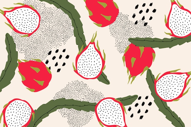 Free vector dragon fruit pattern