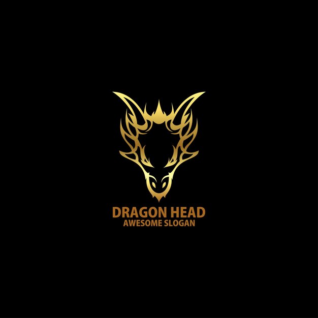 Free vector dragon head with luxury logo design line art