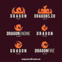 Free vector dragon logo collection with flat design