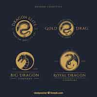 Бесплатное векторное изображение Коллекция логотипов dragon с плоским дизайном