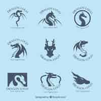 Free vector dragon logo collection with flat design