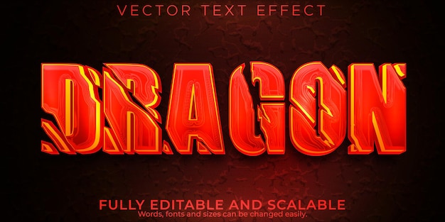 ドラゴンレッドのテキスト効果編集可能な赤と悪魔のテキストスタイル