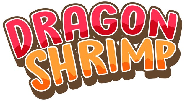 Дизайн шрифта Dragon Shrimp в мультяшном стиле, изолированные на белом
