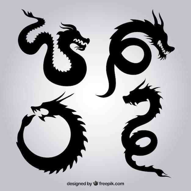 Free Vector dragon silhouettes