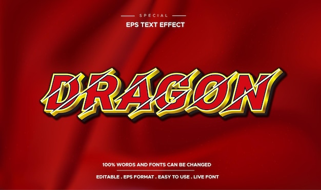 Dragon style 3d template editable text effect