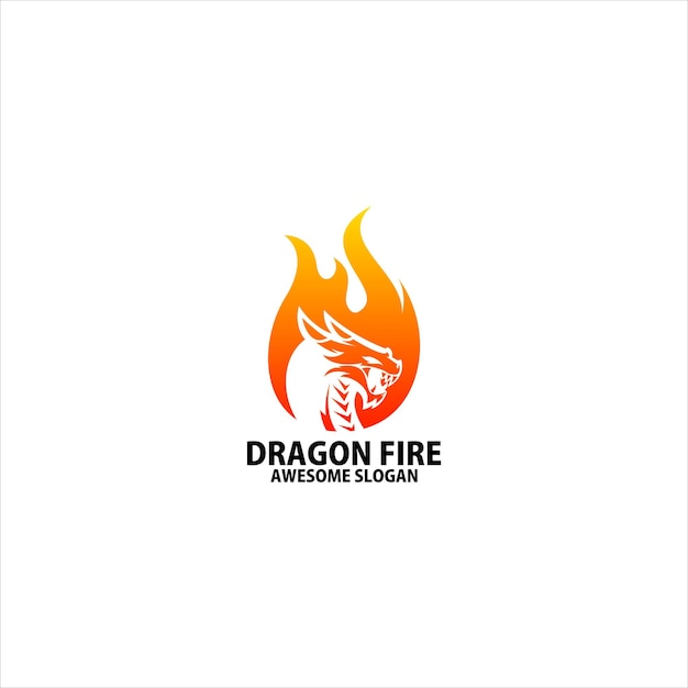 Free vector dragon with fire logo design gradient color