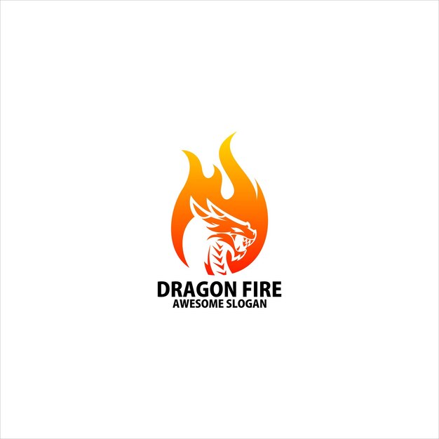 Dragon with fire logo design gradient color