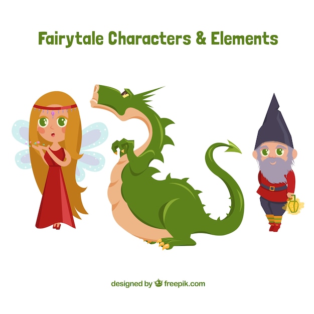 Free vector dragon with story characters