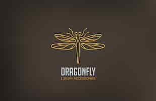 Free vector dragonfly logo linear style icon.