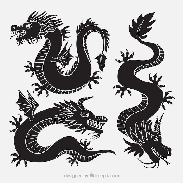 Dragons collection in black color