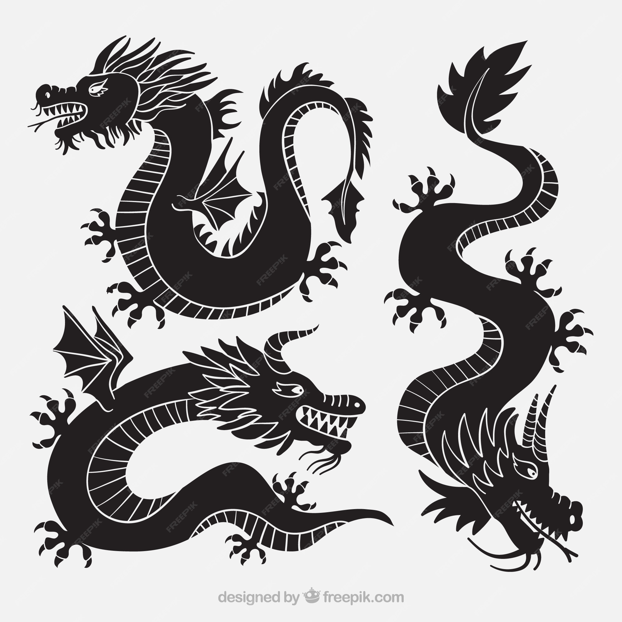 chinese dragon logo black